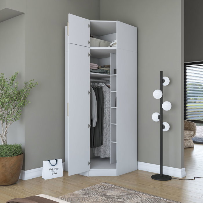 Hanah Home Armario Blanco con Estanterías Hanah Home Armario Blanco con Estanterías